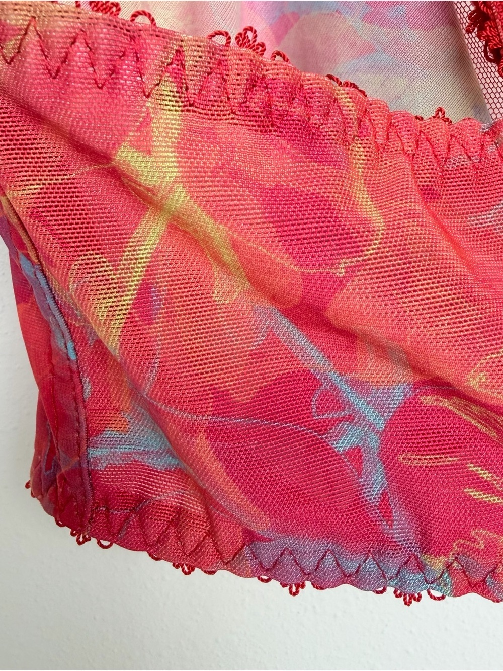 Freya Red Tropics Underwire Plunge Paradise Bra 34FF Plunge Balcony Semi Sheer - Picture 8 of 8